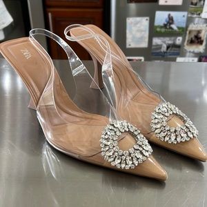 Beautiful clear, jeweled Zara heels